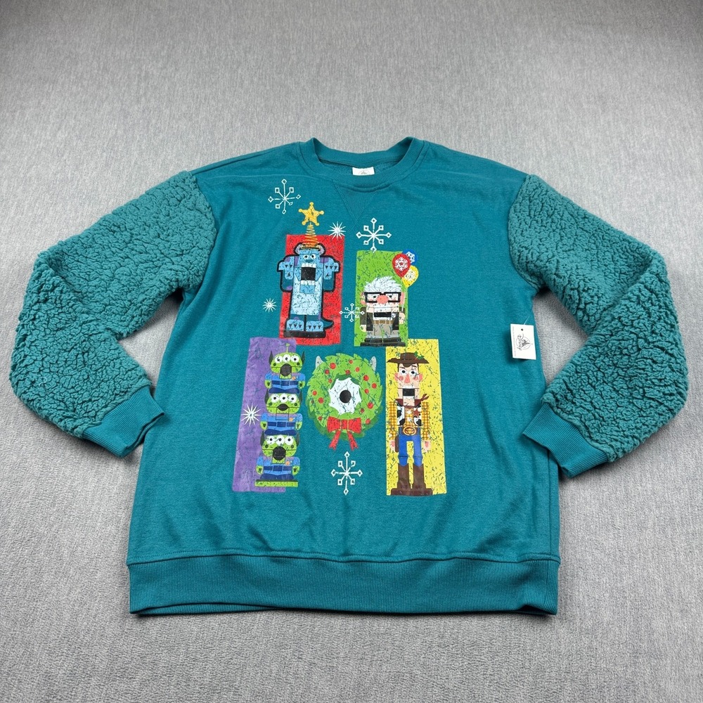 Disney Sweatshirt Adult‎ Small Blue Pixar Holiday Christmas Nutcracker Fleece